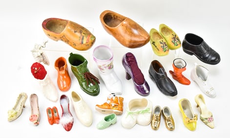 COLLECTION OF MINIATURE SHOES & DUTCH CLOGS