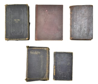 19TH CENTURY BIBLE ASSORTMENT: 1824 CZECH BIBLE, 1892 MARTIN LUTHERS BIBLE, & MORE