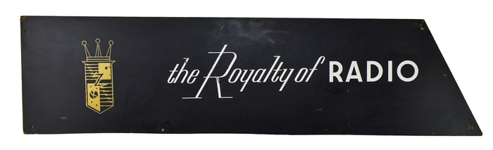 ZENITH TRANS-OCEANIC RADIO 'THE ROYALTY OF RADIO' ADVERTISING SIGN