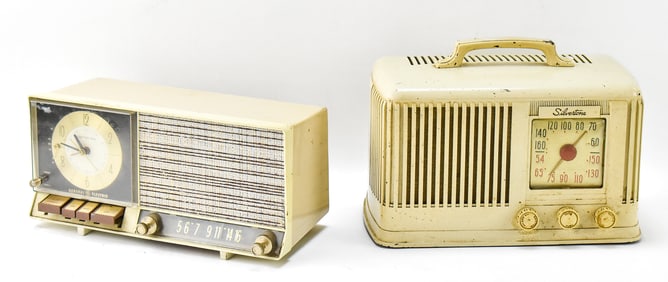 GENERAL ELECTRIC MODEL C-491A TUBE RADIO & SILVERTONE MODEL 6016 RADIO
