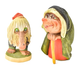 PAIR OF HENNING TROLL WOOD SCULPTURES, NORWAY