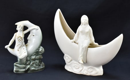 ART NOUVEAU-STYLE CRESCENT MOON VASES