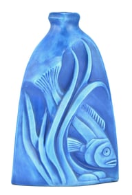 VINTAGE EVOLUCION CERAMICA CONTEMPORANEA BLUE CERAMIC FISH VASE