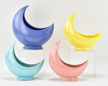 ASSORTED CRESCENT MOON POTTERY VASES