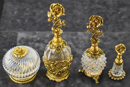 VINTAGE HOLLYWOOD REGENCY GILT VANITY ITEMS: MATSON & STYLEBUILT