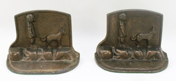 BRONZE-GILDED CAST METAL BOOKENDS