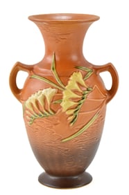 ROSEVILLE POTTERY FREESIA HANDLED VASE #127-12