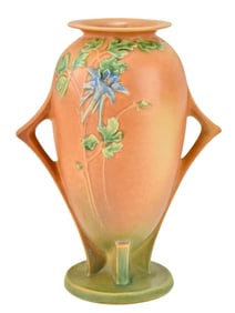 ROSEVILLE POTTERY COLUMBINE HANDLED VASE #25-12