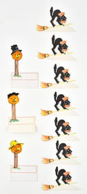GIBSON CAT & BROOMSTICK PLACE CARDS & JACK-O-LANTERN PLACE CARDS