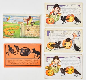 FIVE HALLOWEEN DIVIDED-BACK POSTCARDS: WHITNEY & JULIUS BIEN