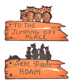 WHITNEY NON-EMBOSSED PARTY SIGNS: 'TO THE JUMPING PLACE' & 'WHERE THE SPIRITS ROAM'