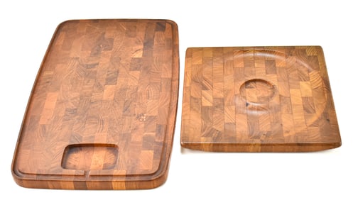 VINTAGE DIGSMED TEAK CHARCUTERIE/CUTTING BOARD & KALMAR DESIGNS TEAKWOOD CHEESE/CRACKER BOARD