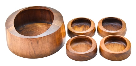 VINTAGE JENS H. QUISTGAARD FOR DANSK DESIGNS TEAK BOWLS & SERVING BOWL