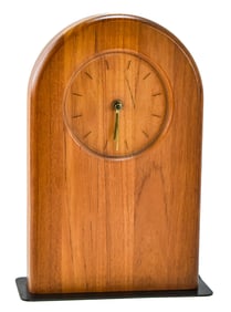 MID-CENTURY JUNGHANS GERMANY TEAK MINIMALIST DESK CLOCK