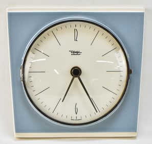 VINTAGE DIEHL ELECTRO BLUE CERAMIC WALL CLOCK