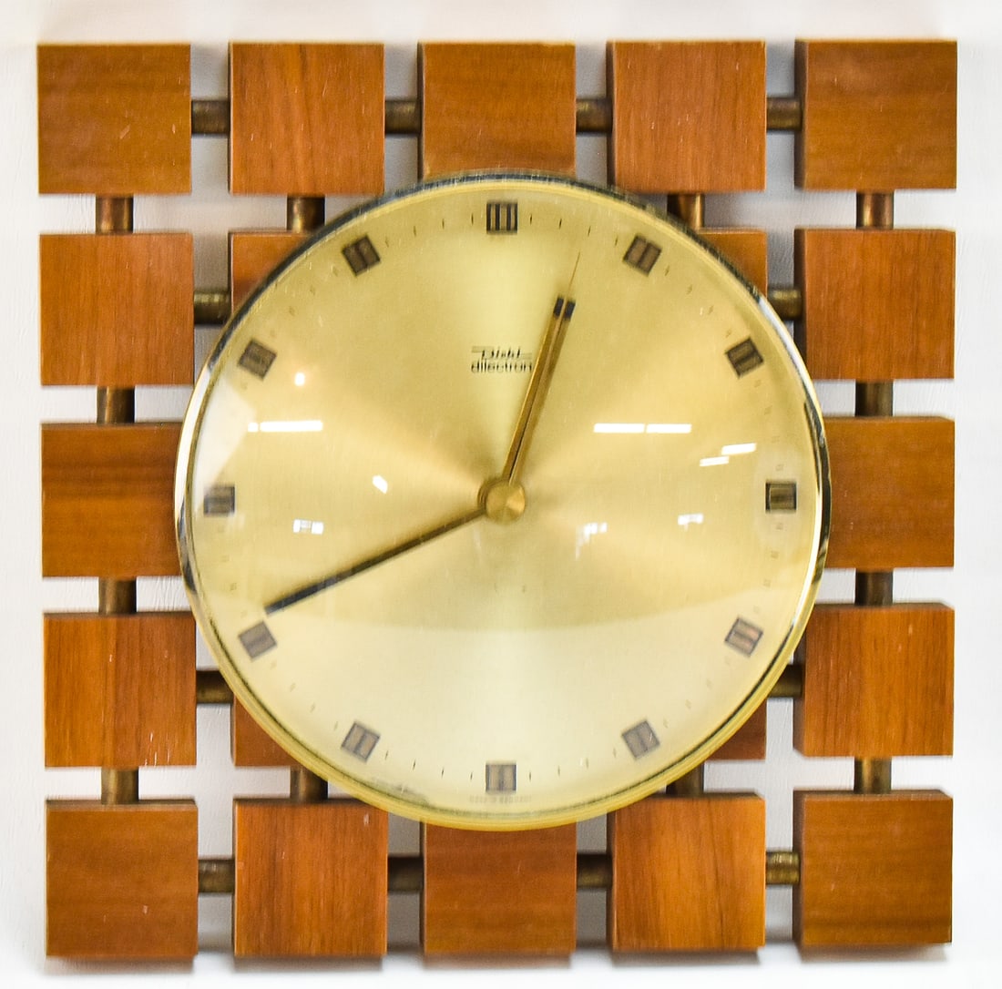 DIEHL DILECTRON TEAK 'SQUARE OF SQUARES' WALL CLOCK (1 of 3)