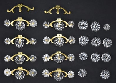 BRASS & GLASS ROSETTE DRAWER PULLS