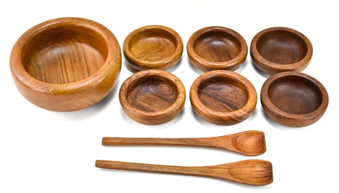 9-PIECE TEAK SALAD BOWL SET