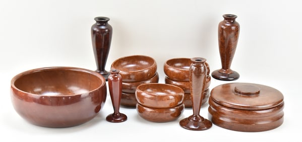 VINTAGE MIDCENTURY WOODEN BOWLS: THE WOODEN NICKEL, REX'S REDWOOD GIFTS, & MORE