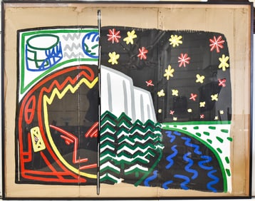 FRANCOIS BOISROND 'PORTRAIT AND LANDSCAPE' MIXED MEDIA OIL PAINTING