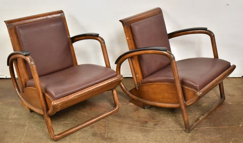 PAIR OF ART DECO BENTWOOD LOUNGE CHAIRS
