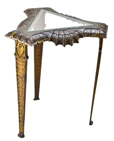 'VERONA' ART DECO CAST IRON TRIANGLE END TABLE