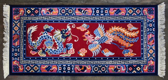 MODERN TIBETAN STYLE SEMI-WOOL AREA RUG