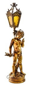 VINTAGE HOLLYWOOD REGENCY GILDED FIGURAL TABLE LAMP