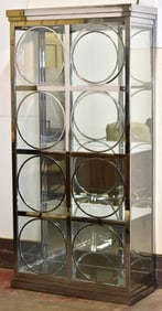 POST-MODERN ART DECO STYLE CHROME & GLASS DISPLAY CABINET
