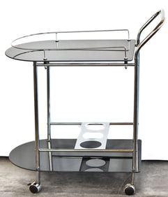 MODERN GLASS & CHROME BAR CART