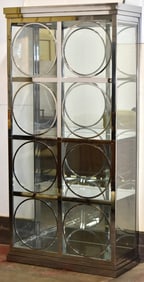 MILO BAUGHMAN STYLE CHROME & GLASS DISPLAY CABINET
