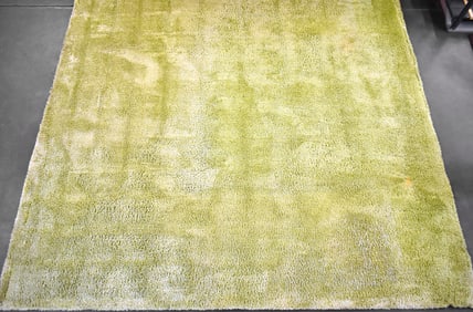 ASCEND 'KIWI SILK II' NEW ZEALAND MERINO WOOL & SILK GREEN CUT PILE AREA SHAG RUG