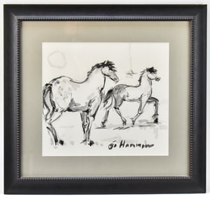 GEORGE HAMILTON 'HORSES' WATERCOLOR PAINTING