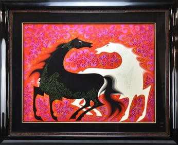 EYVIND EARLE 'TWO WILD HORSES' SIGNED LIMITED EDITION SERIGRAPH