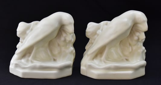 ROOKWOOD POTTERY RAVEN BOOKENDS