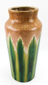 STUDIO POTTERY GREEN COPPER-GLAZED CRACKLE VASE