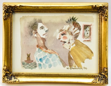 NELSON SANDGREN FIGURAL WATERCOLOR PAINTING