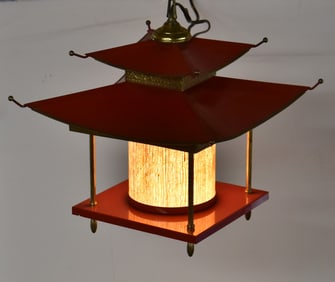 20TH CENTURY ASIAN BUDDHIST PAGODA HANGING LAMP