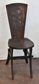 SHOP OF THE CRAFTERS (ATTR.) ARTS & CRAFTS MISSION OAK HAND-PAINTED HALL CHAIR