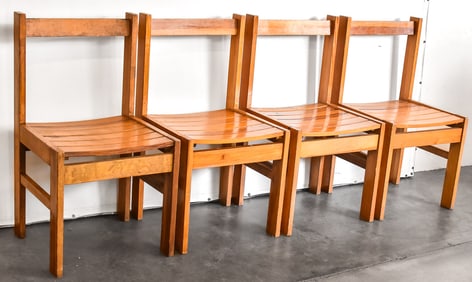 SET OF FOUR FIR MINIMALIST CHAIRS