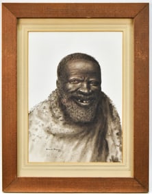GERARD BHENGU WATERCOLOR PORTRAIT OF A ZULU MAN