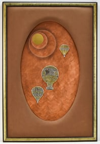 FRAMED SIGNED MIXED MEDIA HOT AIR BALLOON ARTWORK