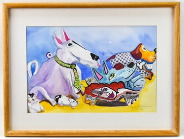 C. AMON BRENNOMAN 'TO THE DOGS' WATERCOLOR