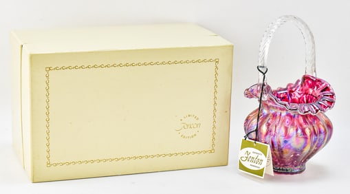 BOXED LIMITED EDITION FENTON VASA MURRHINA BASKET FROM THE CONNOISSEUR COLLECTION