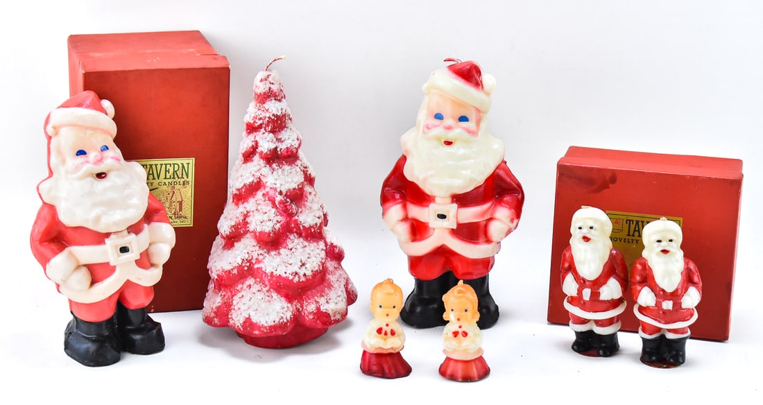 TAVERN & GURLEY CHRISTMAS CANDLES: SANTA CLAUS, CHRISTMAS TREE, & CHOIR SINGERS (1 of 1)