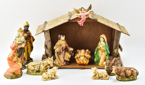 VINTAGE JAPANESE-MADE CRECHE NATIVITY SET