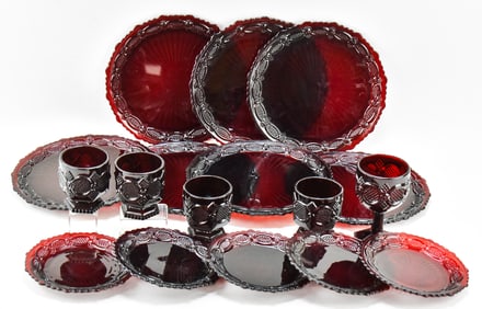 COLLECTION OF AVON 'CAPE COD' RUBY PATTERN GLASSWARE
