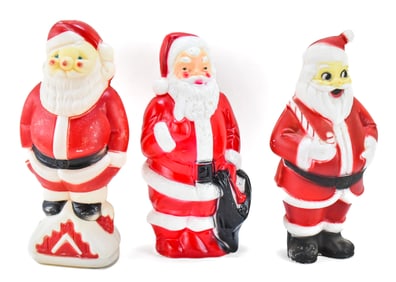 THREE MIDCENTURY CHRISTMAS SANTA CLAUS BLOW MOLDS