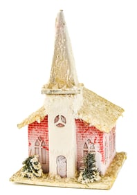 MIDCENTURY CHRISTMAS PUTZ VILLAGE CHURCH