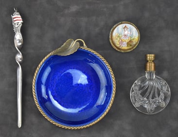 ASSORTED COLLECTIBLES: N.Y.K. STERLING SILVER LETTER OPENER, ALADDIN LAMP FINIAL